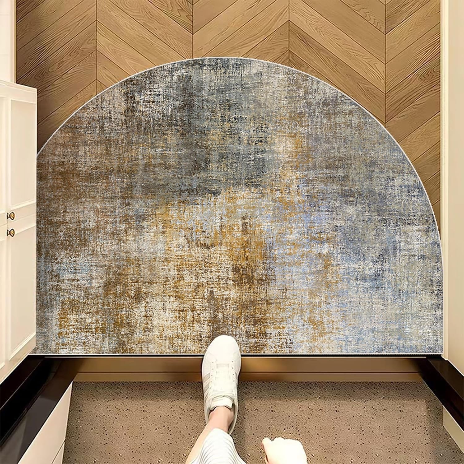 Half Round Non-Slip Doormat Floor Rug Mat Brown Semi Circle Bathroom Floor Ru…