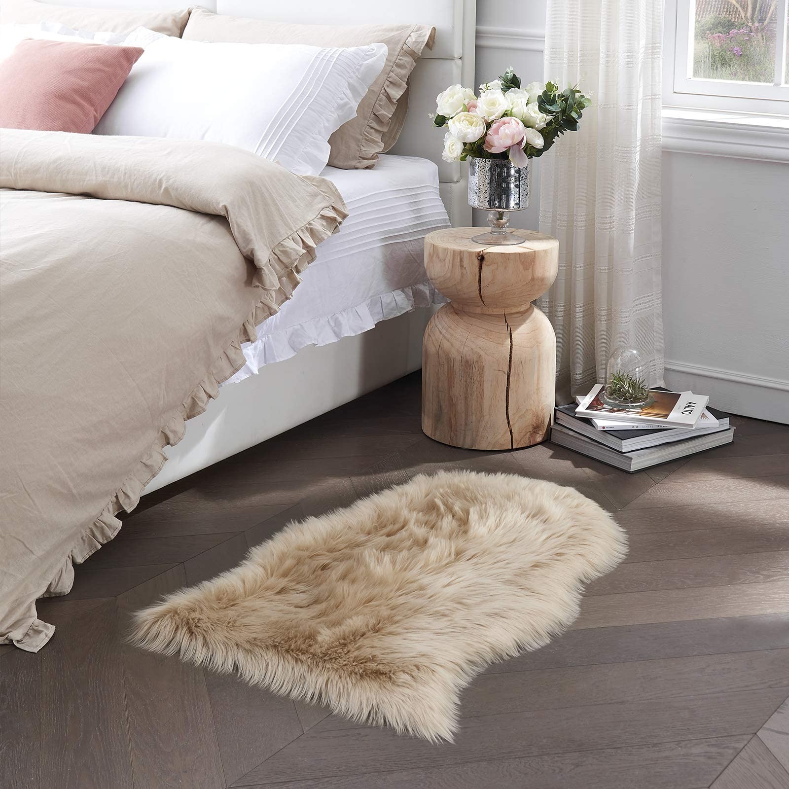 Small Faux Fur Sheepskin Rug 2×4 ft Ultra Soft Chair Sofa Cover Seat Pad,