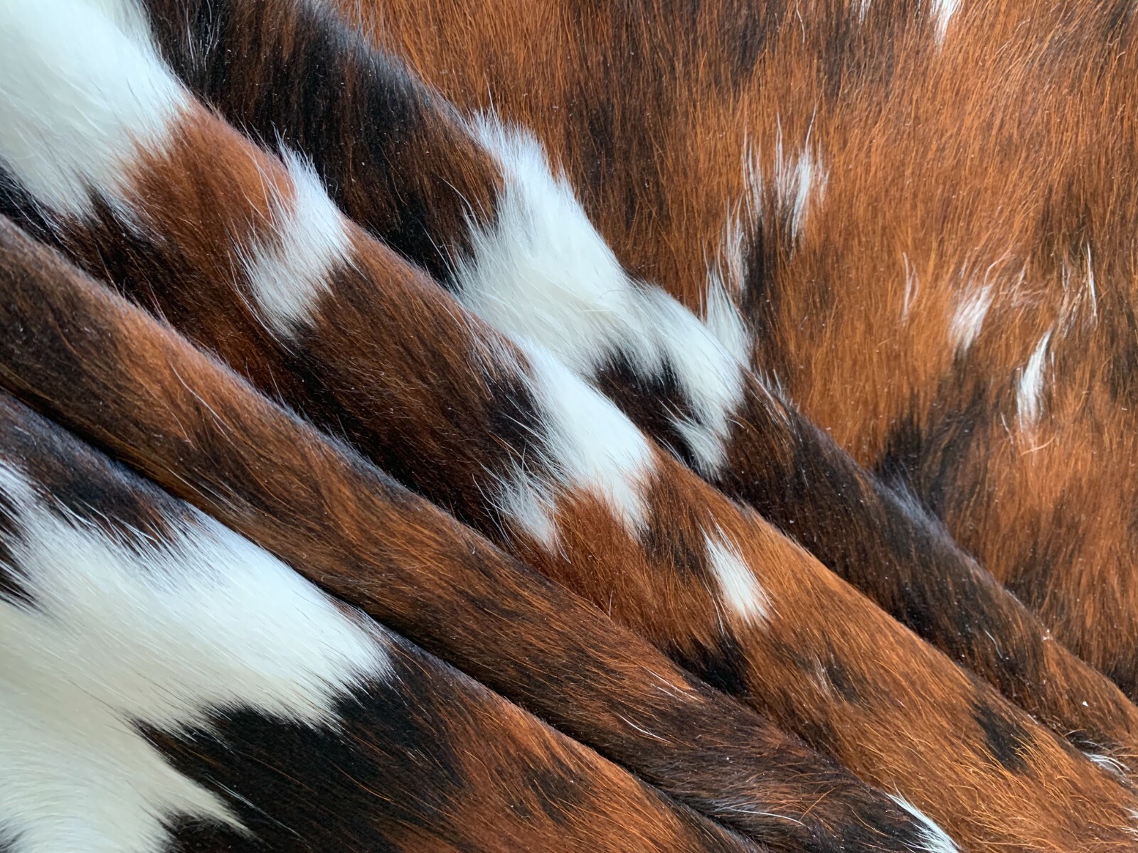 Tricolor Cow Hide Skin Leather Rug – Average Size 7X6 feet – New Cowhide Rug