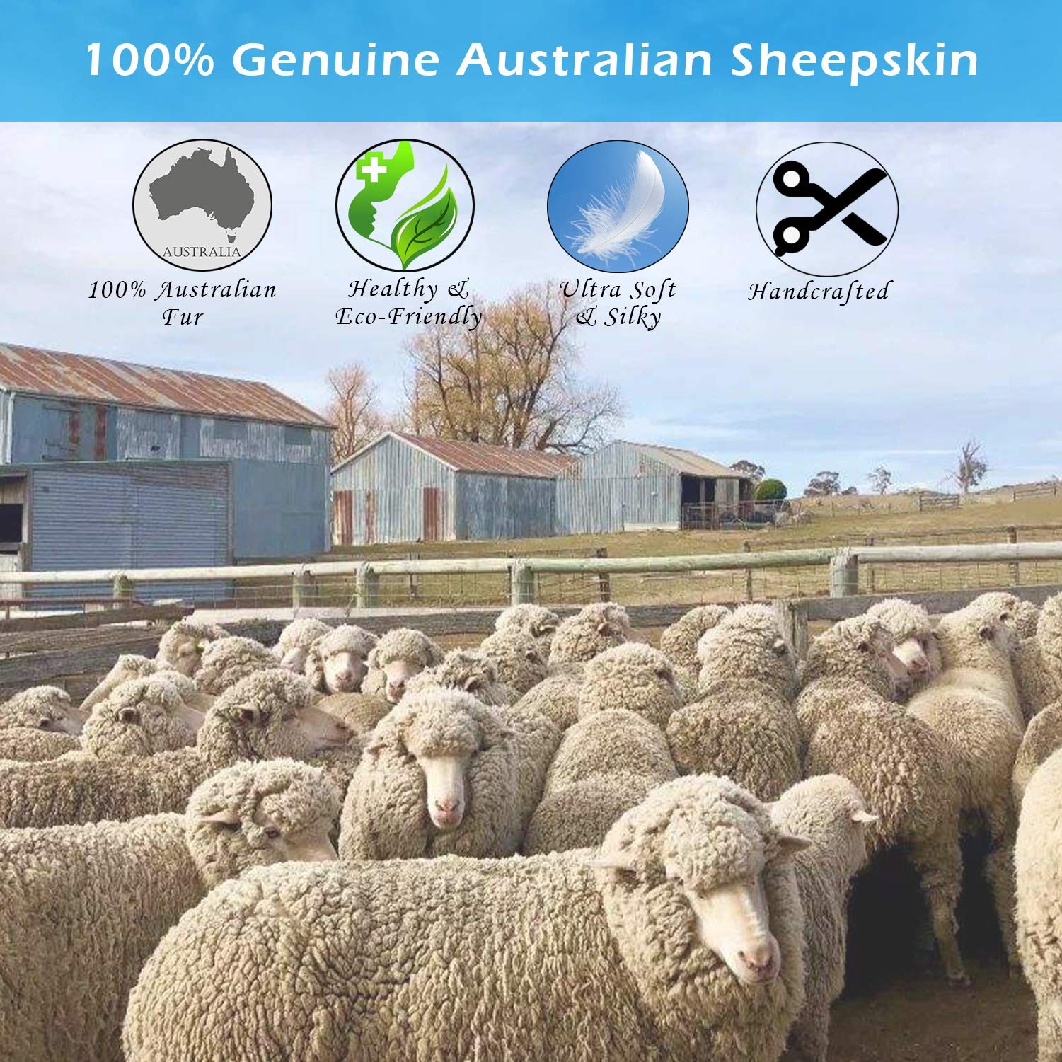 Champlus Genuine Australian Merino Rug, 2.3×3.3 Ft Sheep Skin Fur Rug, Lambskin