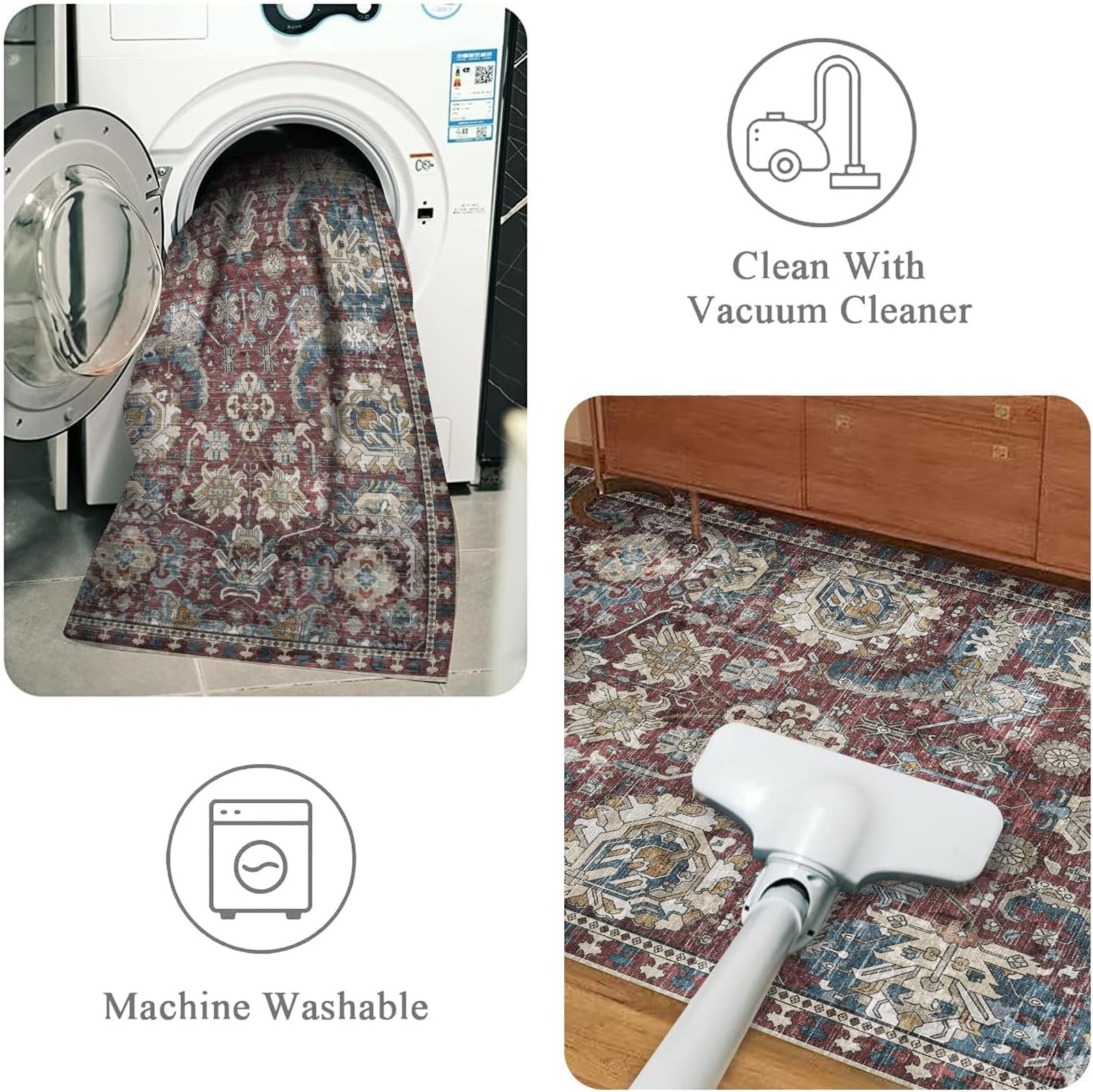 Washable Area Rug 4×6 Inches Water Resistant Non-Slip Vintage Tribal for Living