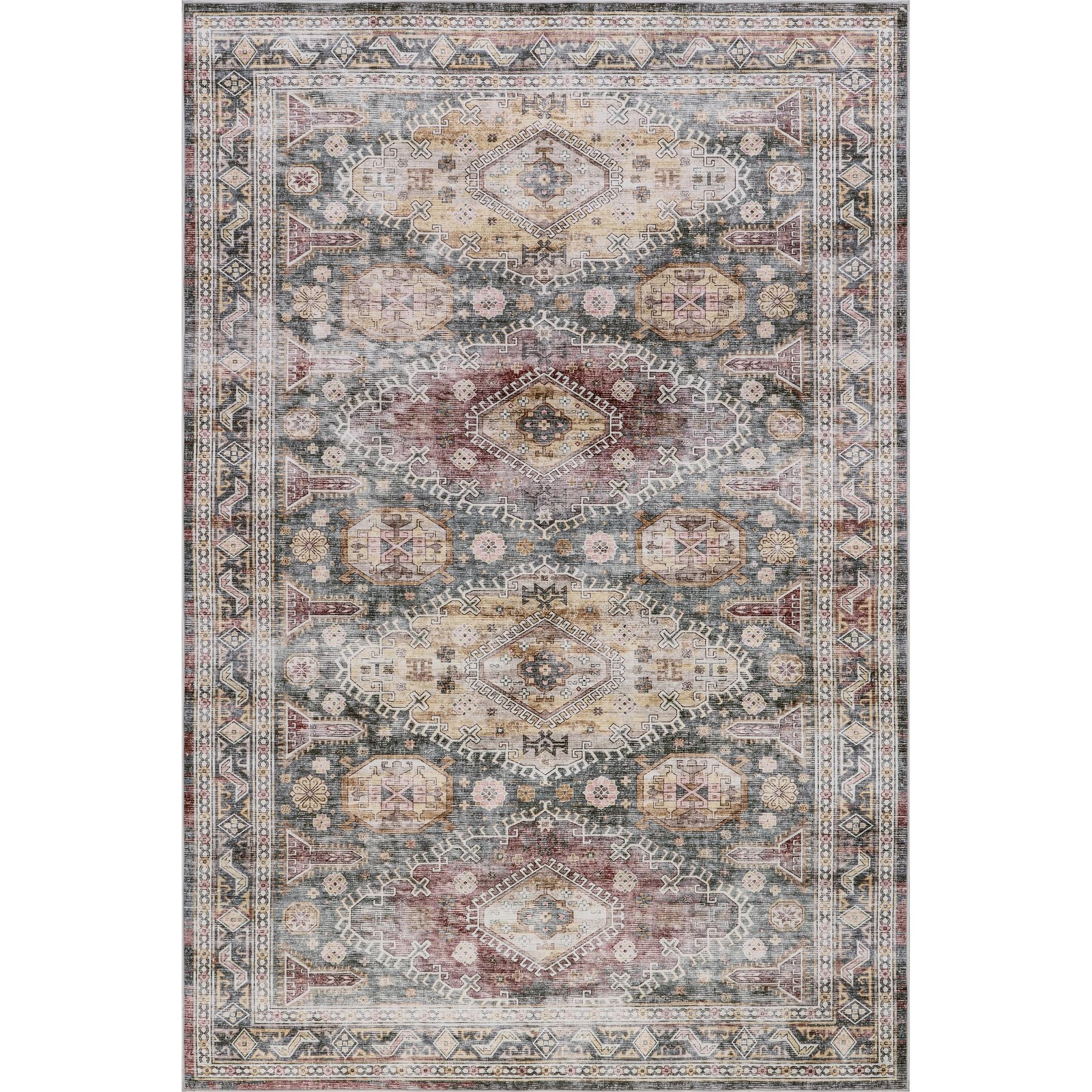 nuLOOM Rora Sage Medallion Washable Area Rug, 8′ x 10′