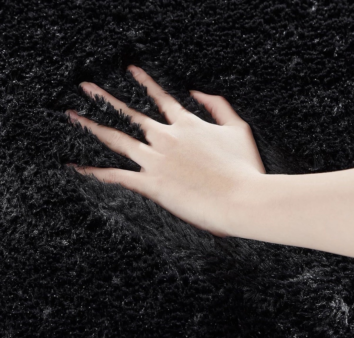 8×10 ft Area Rugs for Living Room, Black Carpet Ultra Soft Large Fluffy Shag
