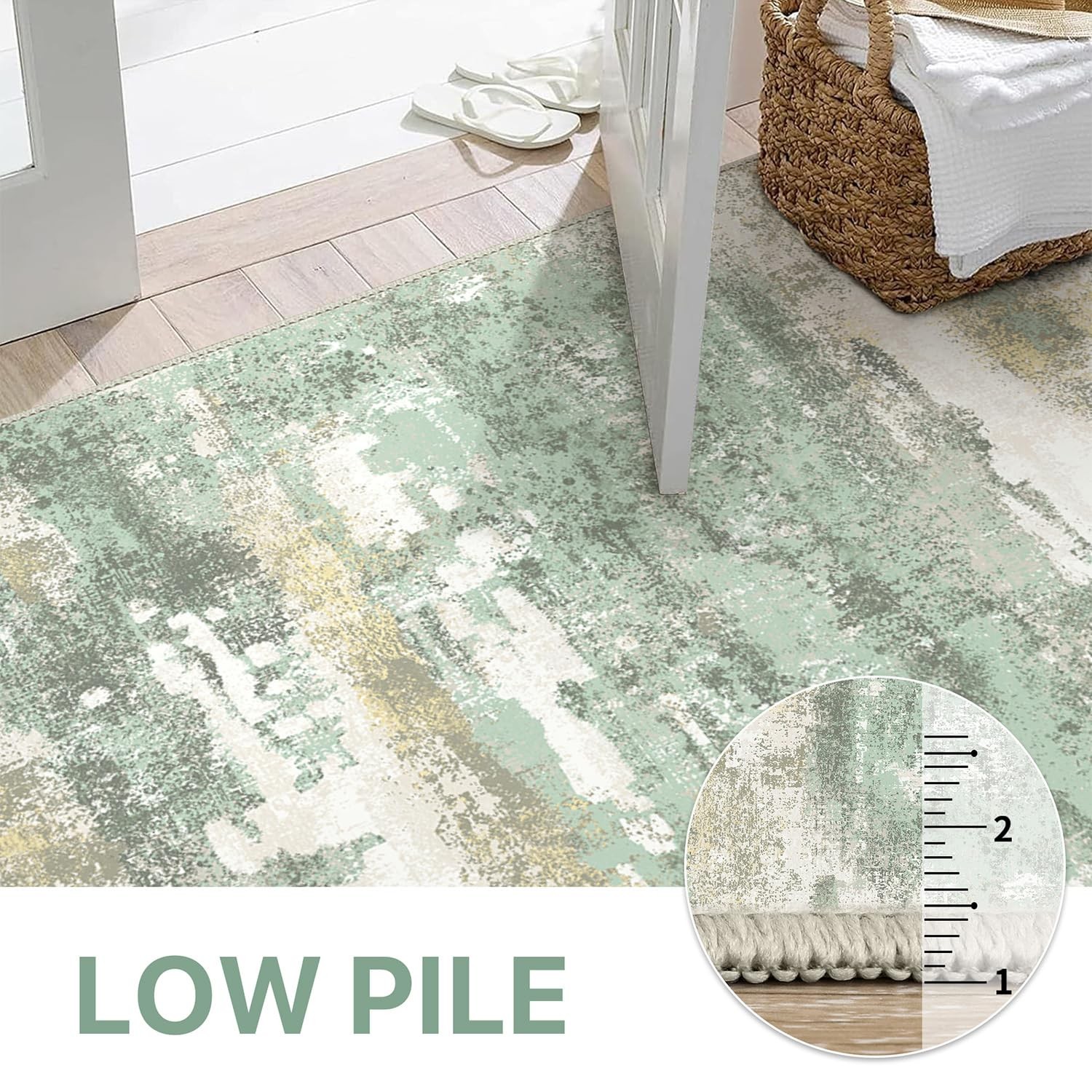 BEIMO Area Rugs 5×7 for Living Room 5′ x 7′ (Rectangular), Light Green/Cream