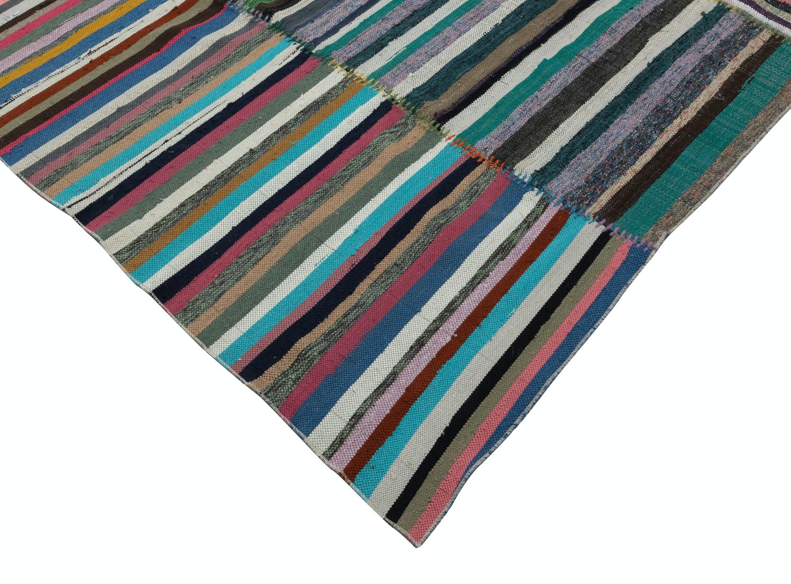 8.6×13.3 ft Adjustable Turkish Kilim, Handmade Cotton Rag Rug, Flat-Weave Carpet