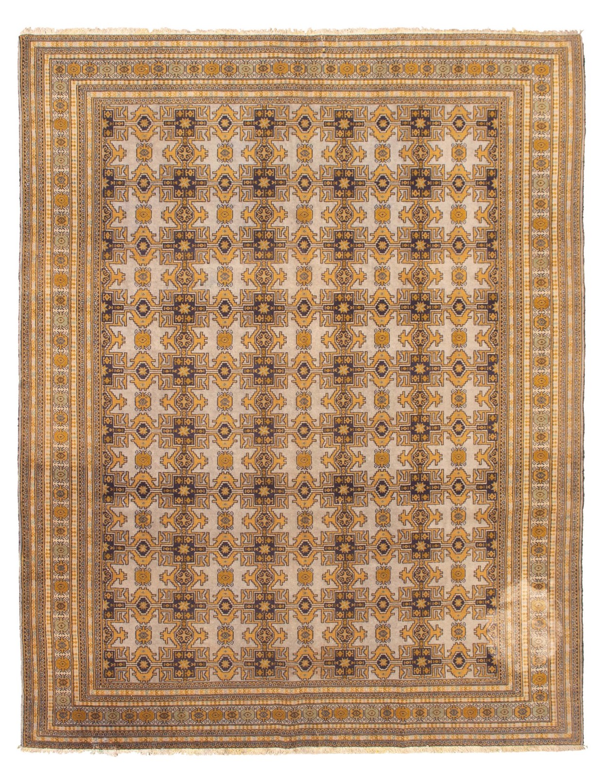 Vintage Hand-Knotted Area Rug 7’10” x 9’11” Traditional Oriental Wool Carpet
