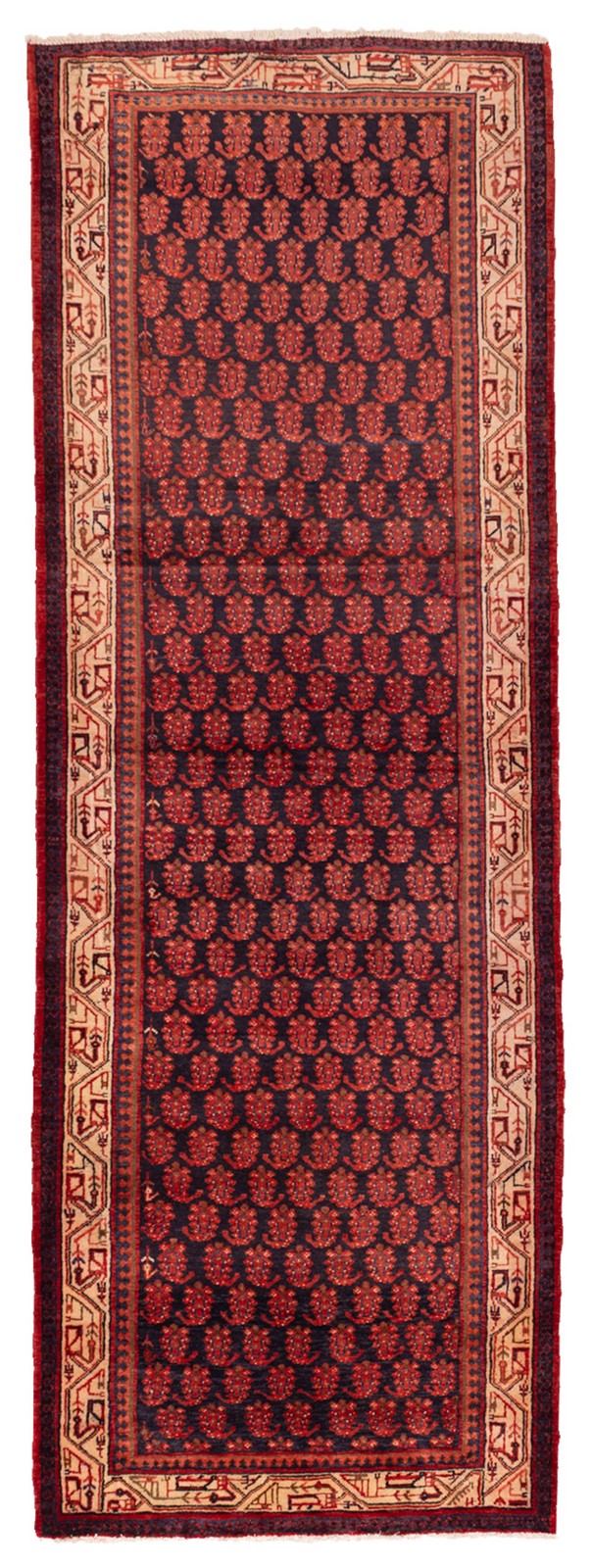 Vintage Hand-knotted Runner Rug 3’6″ x 10’2″ Traditional Oriental Wool Carpet