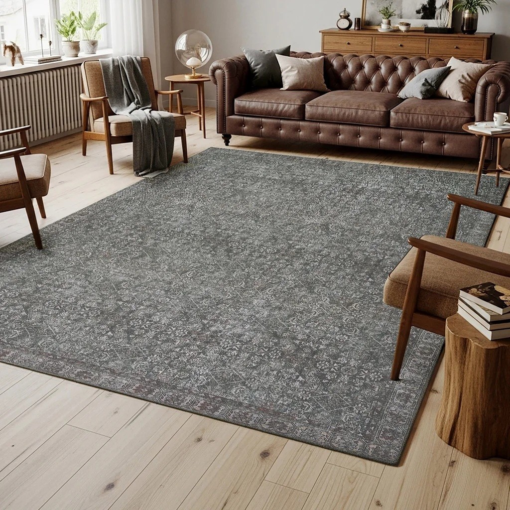 Vintage Area Rug, Cella, 7’10” x 10′ Gray