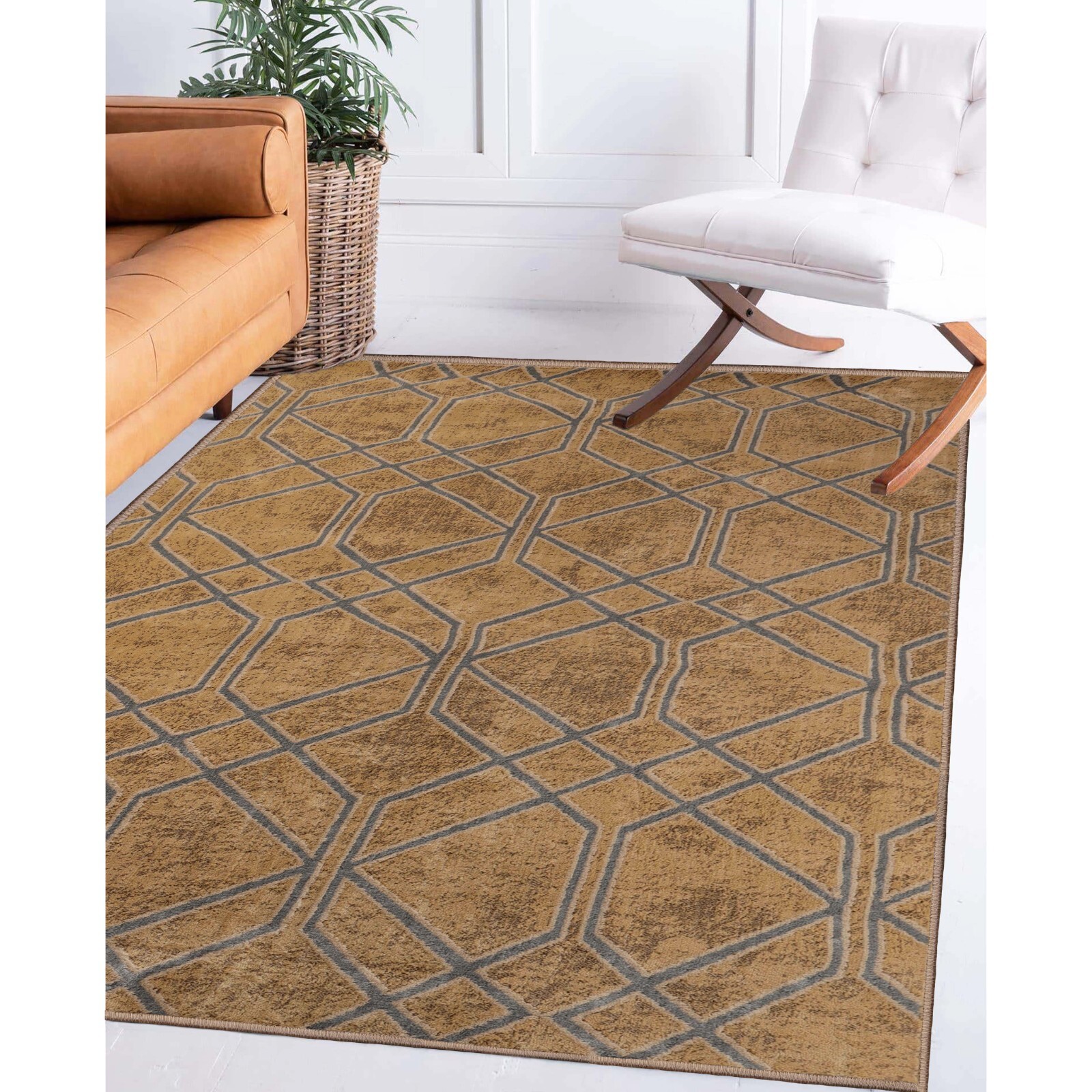 Abner Modern Geometric Medallion Jute Backing Indoor Area Rugs Or Runner Rug