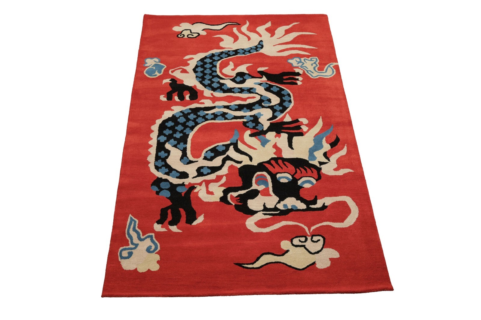 3’x5′, 5’x8′ Chinese Art Deco Dragon & Phoenix Hand Tufted Wool Area Rug Orange