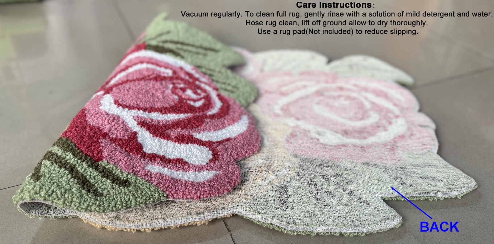 EZ.enjoy Shaped Rose Hand-Hooked Accent Rug Throw Rug Area Rug Door Mat 30.5 …