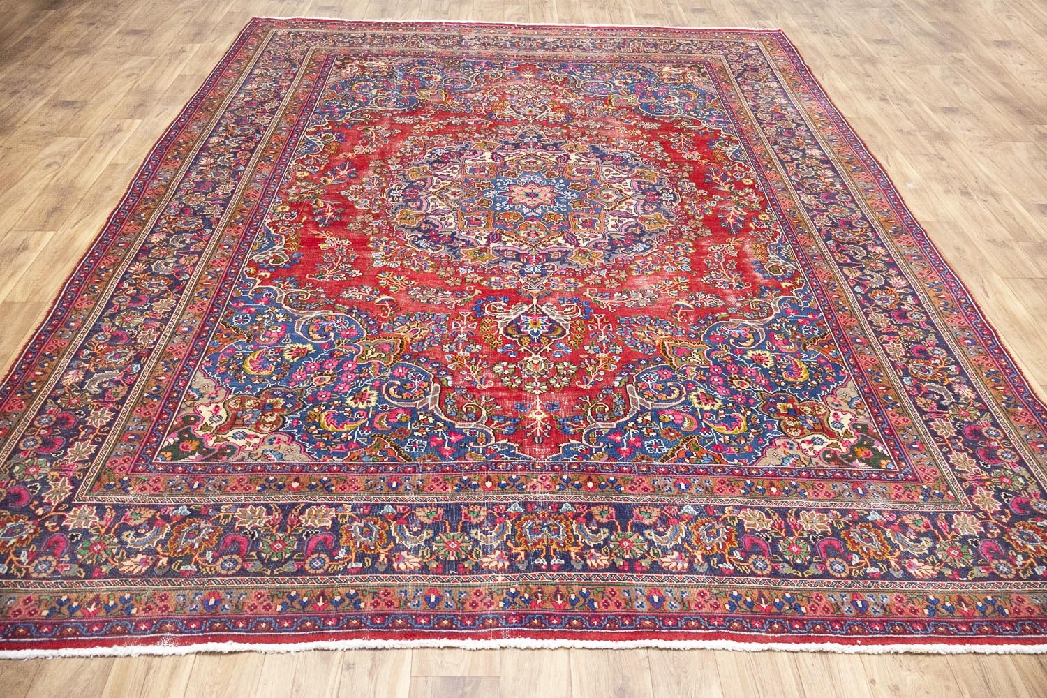 Semi-Antique Distressed Handmade Oriental Rug Living Room Carpet 9’7×12’6 Ft