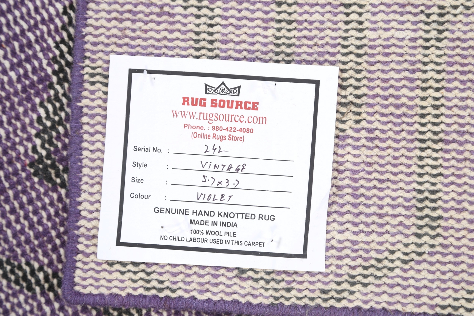 Handwoven Luxury Hand-Knotted Moroccan Indian Area Rugs Purple Carpet 4×6 ft