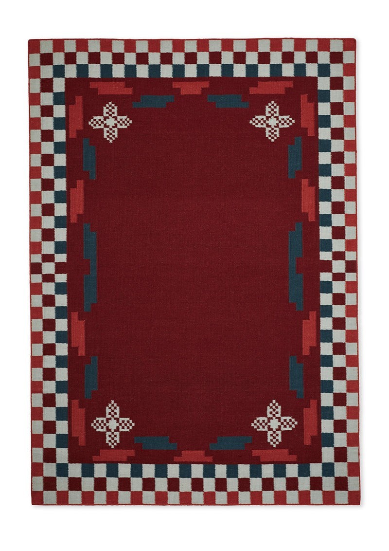 Antique Scandinavian Swedish Kilim Tile Handmade Flat weave Boho Large Area Rug