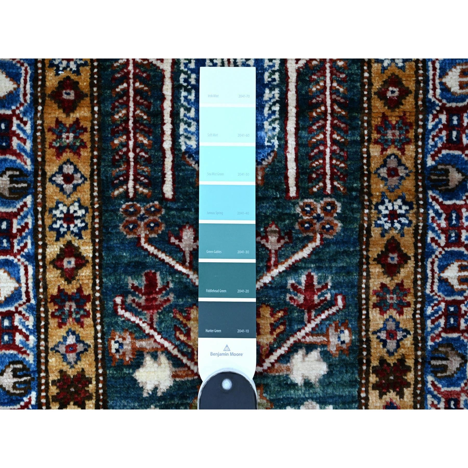 2’x5’8″ Green Hand Knotted Wool Oushak Willow And Cypress Tree Runner Rug R89437