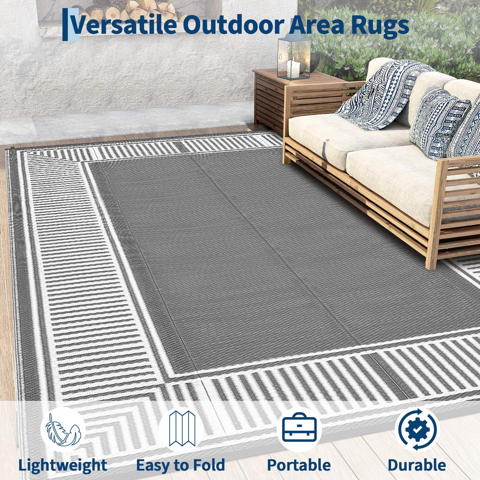 ⚡8×10/9×12/9×18/10×14/10x20FT Waterproof Foldable Patio Rugs for Camper,Beach,RV