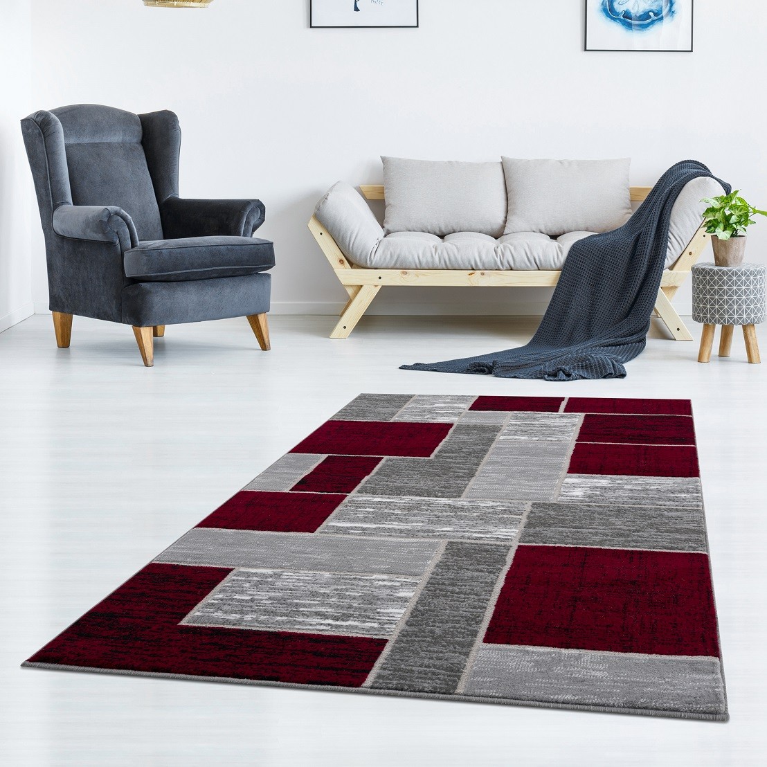 L’Baiet Verena Red Geometric 2 ft. x 3 ft. Fabric Scatter Area Rug