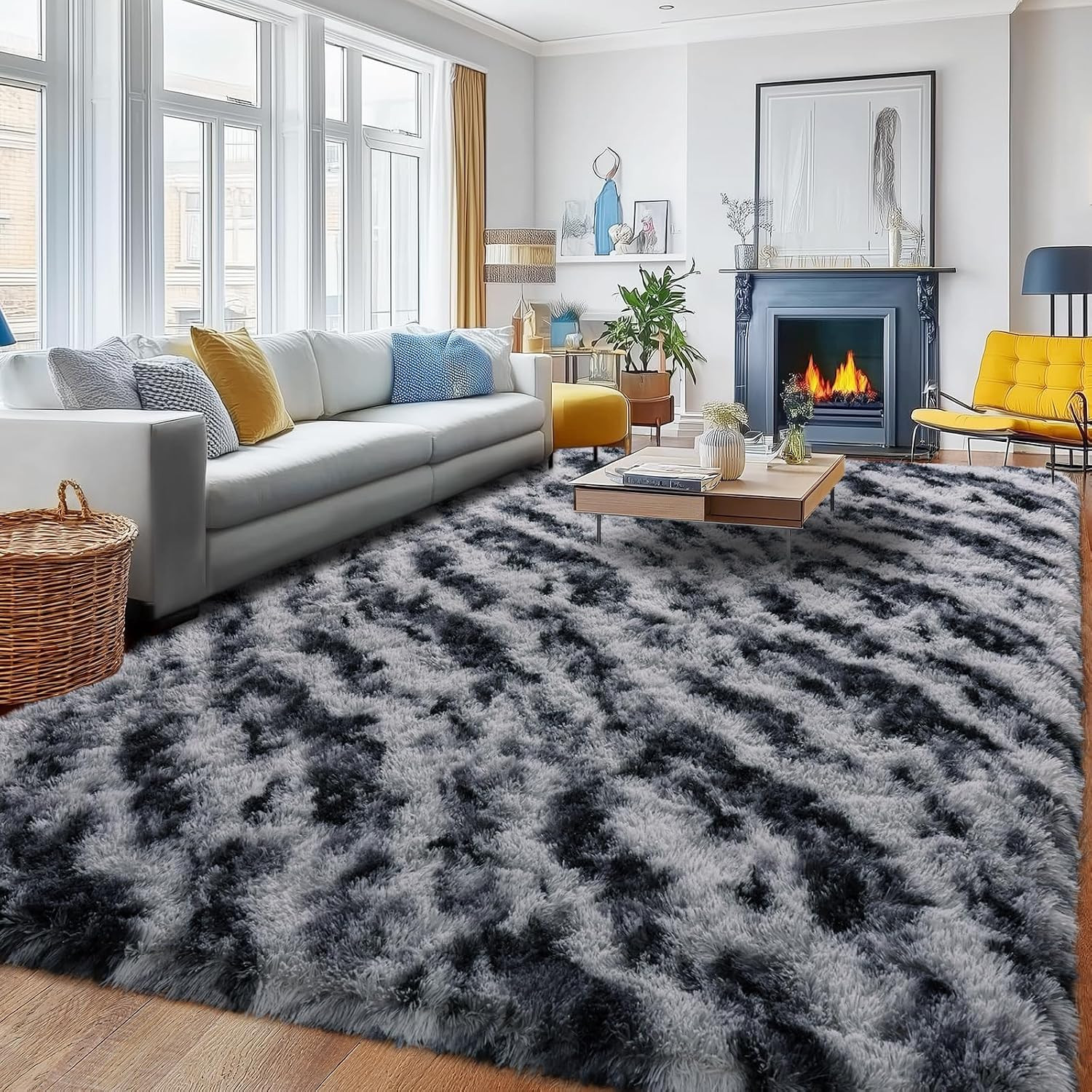 8X10 Area Rugs for Living Room, Ultra Soft Fluffy Shag Floor Carpet, Modern Indo
