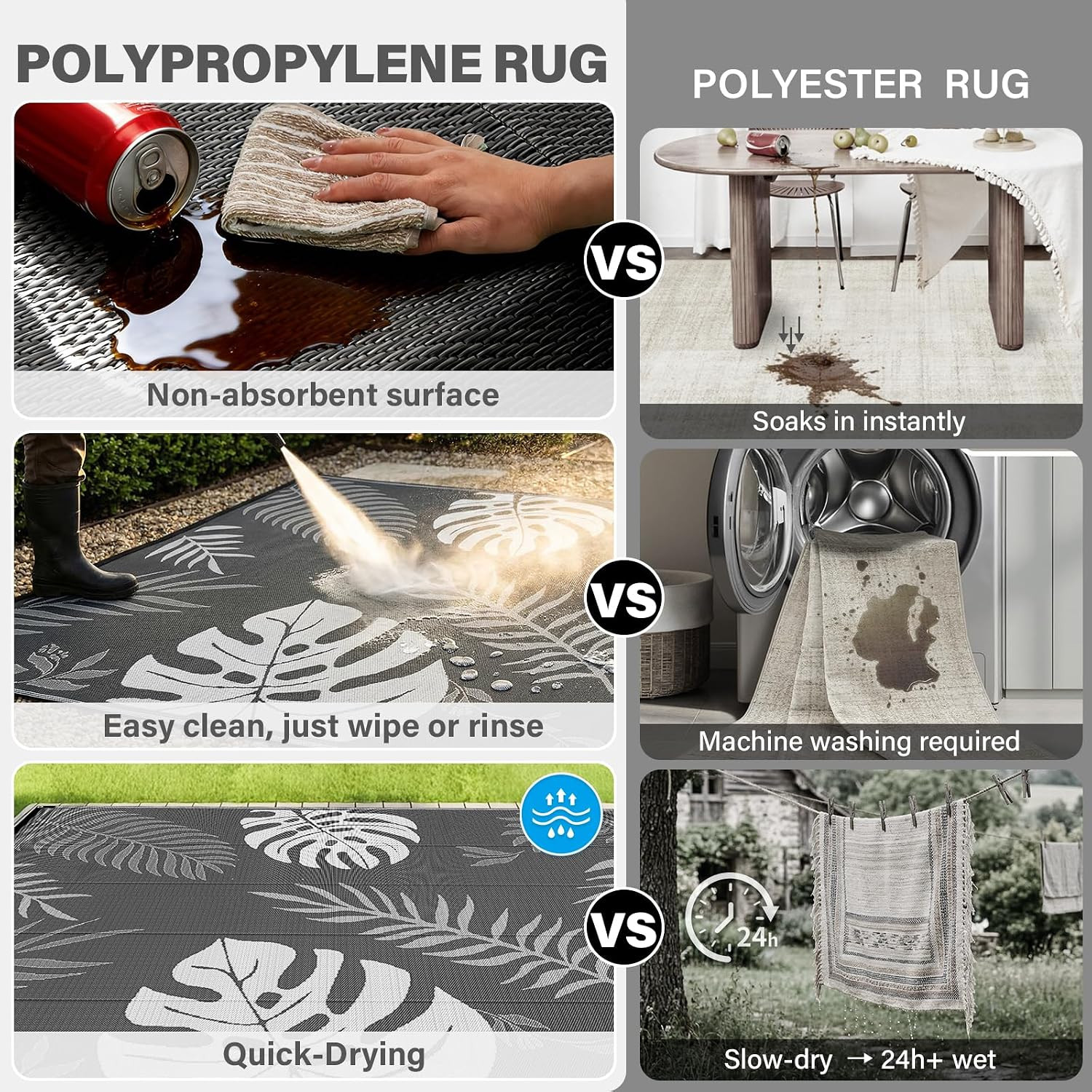 Massive Outdoor Patio Rug – 9X12Ft, Reversible & Water-Resistant & Wear-Resistan