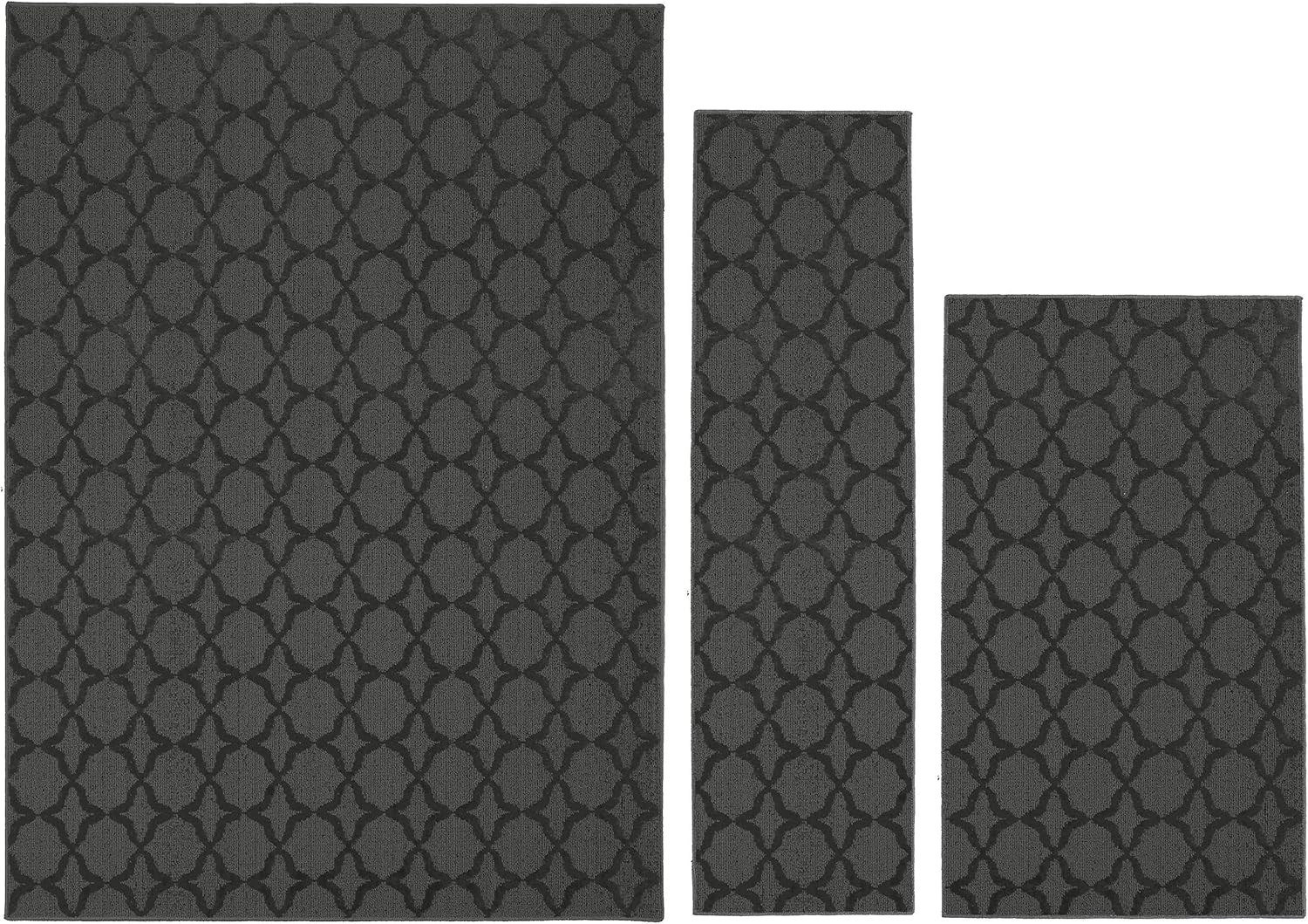 Sparta Area Rug Set, 3-Piece (5’X7′, 3’X4′, 24”X60”), Cinder Gray