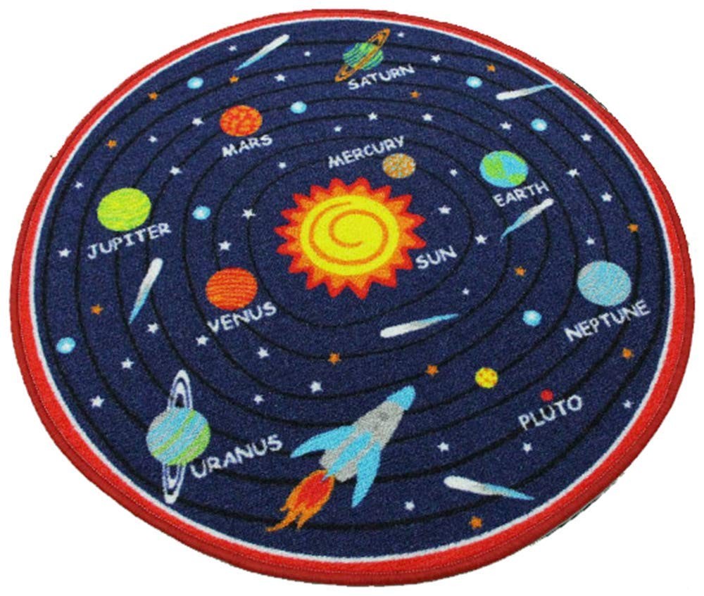 Blue Solar System Area Rug Educational Learning Carpet Fun Rug Children Area …