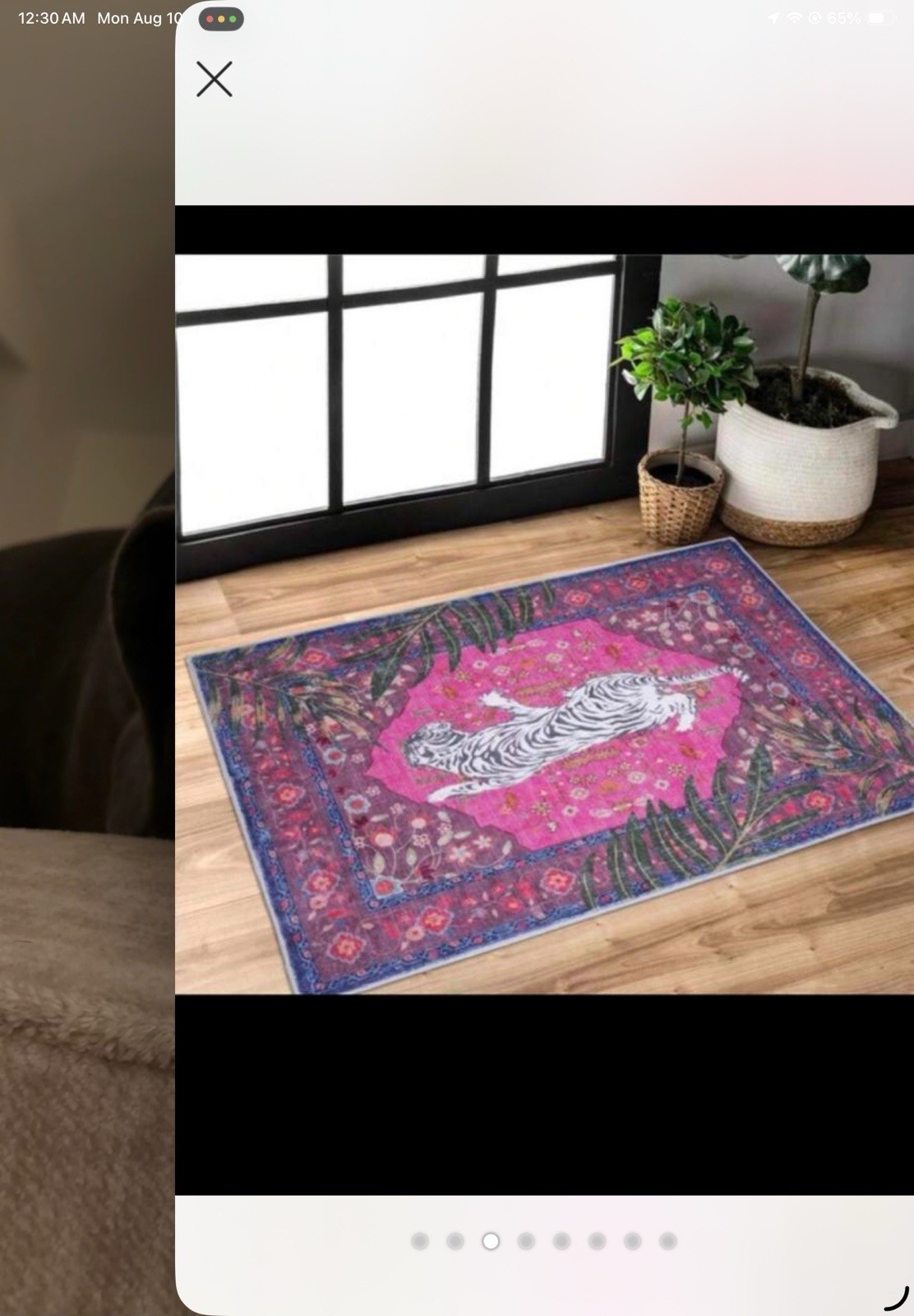 Pink Tiger Floral Pattern Area Rug Washable Rug Pink Purple Eclectic 72*100in