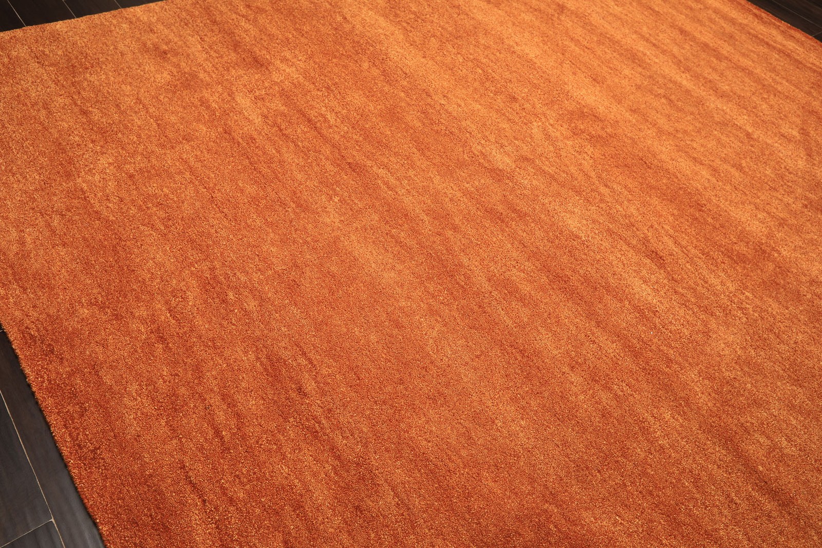 Multi Size Hand Woven 100% Wool Burnt Orange Modern Plush Pile Solid Area Rug
