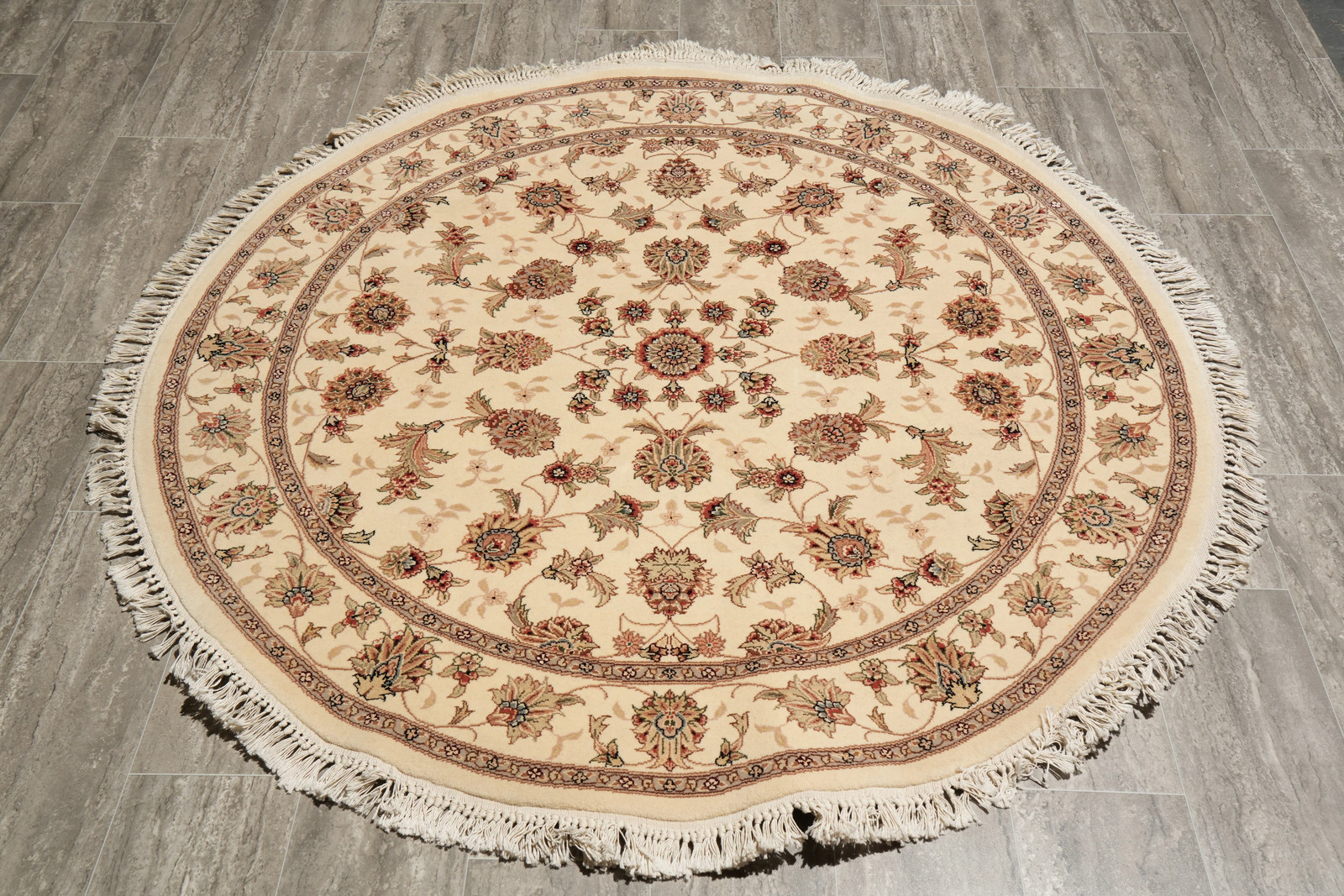 5 x 5 Round Wool Agra Round Contemporary Design Rug #F-4208