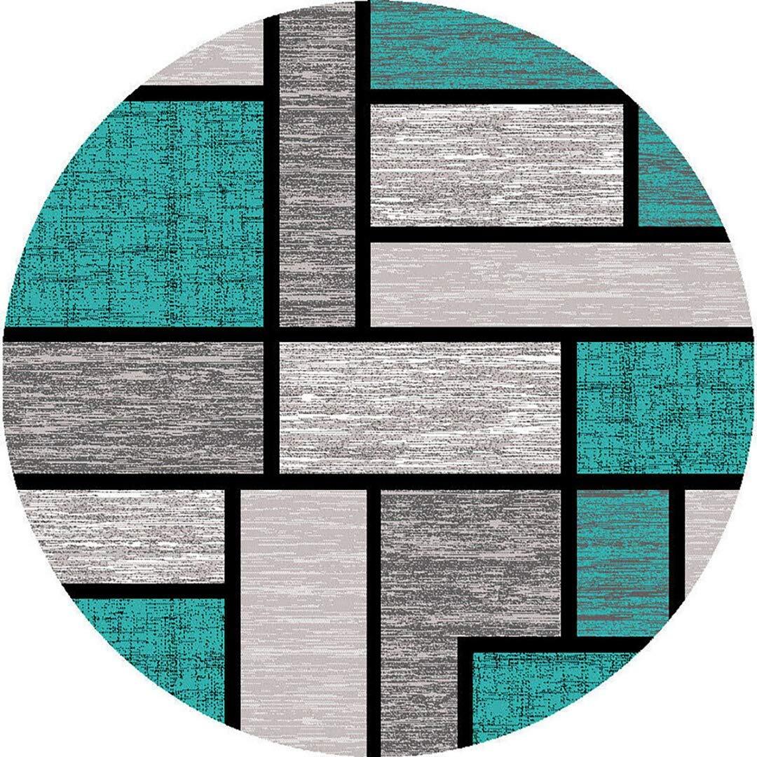 Premium Carved Modern Contemporary Abstract Rug 3995 Turquoise Grey 6’6”x6’6′
