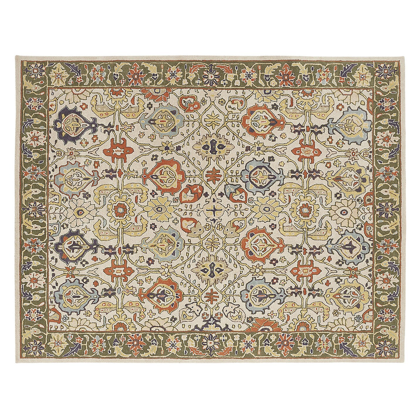 Carli Wool Tufted Area Rug, Floral Medallion Design in Cinnamon and Butterscotch