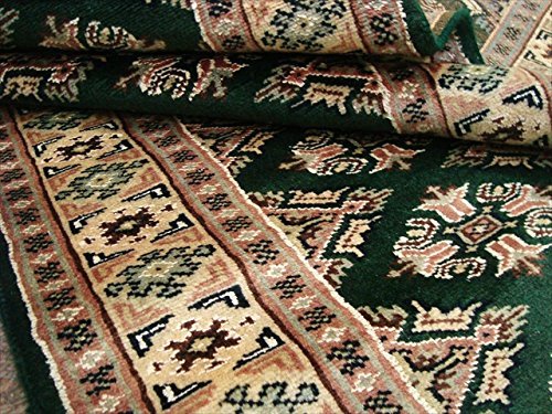Runner Rug Jaldar Green Ivory Touch Wool Hand Knotted Soft Carpet (9.9 X 2.5)’
