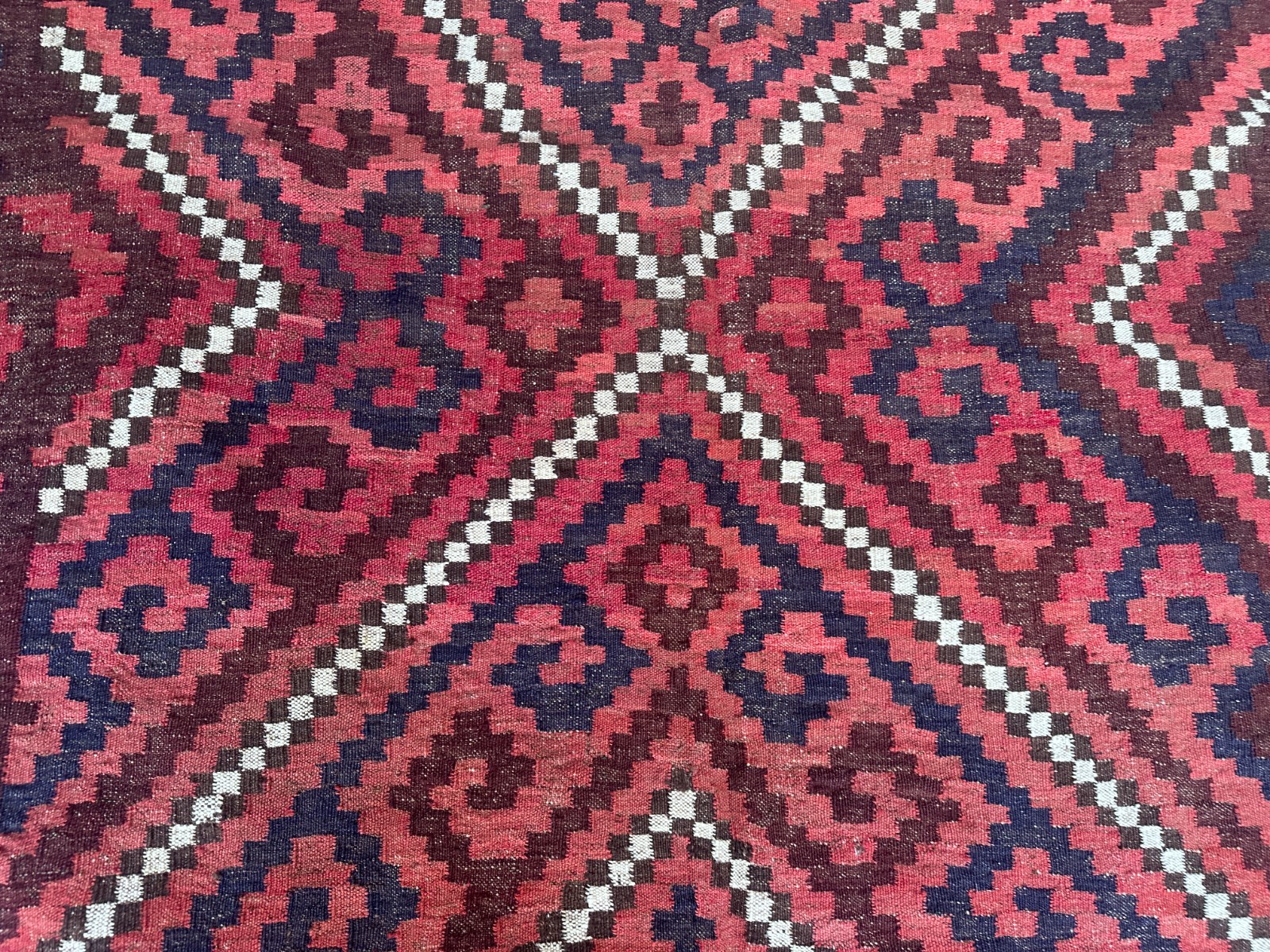 Burgundy Afghan 5.1×8.8ft Handmade Tribal Flatweave Kilim Rug Geometric Area rug