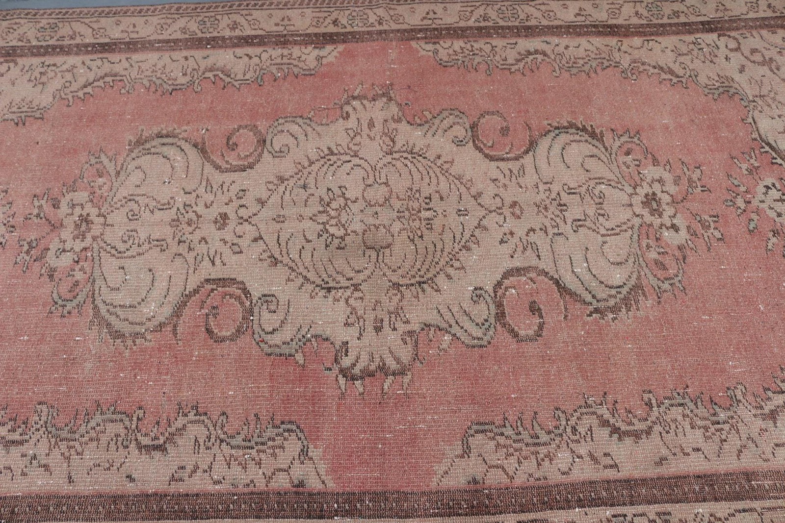 5,3×9,1 ft Turkish Rug, Red Floral Vintage Rug Wool