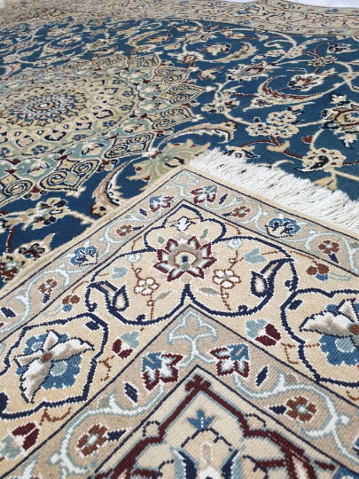 Handmade 7×4 Nain Floral Wool Silk Cotton Floor Area Home Décor Living Room Rug