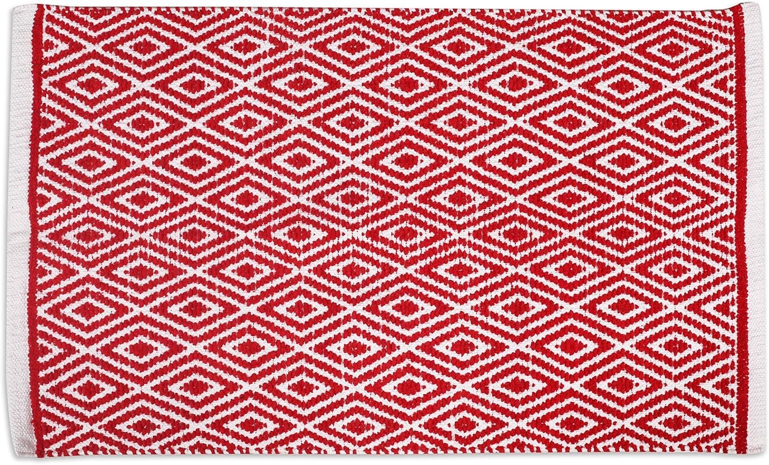 Soft Red Chenille Cotton Rug 21×34 – Washable Indoor Mat for Entryway & Bathroom