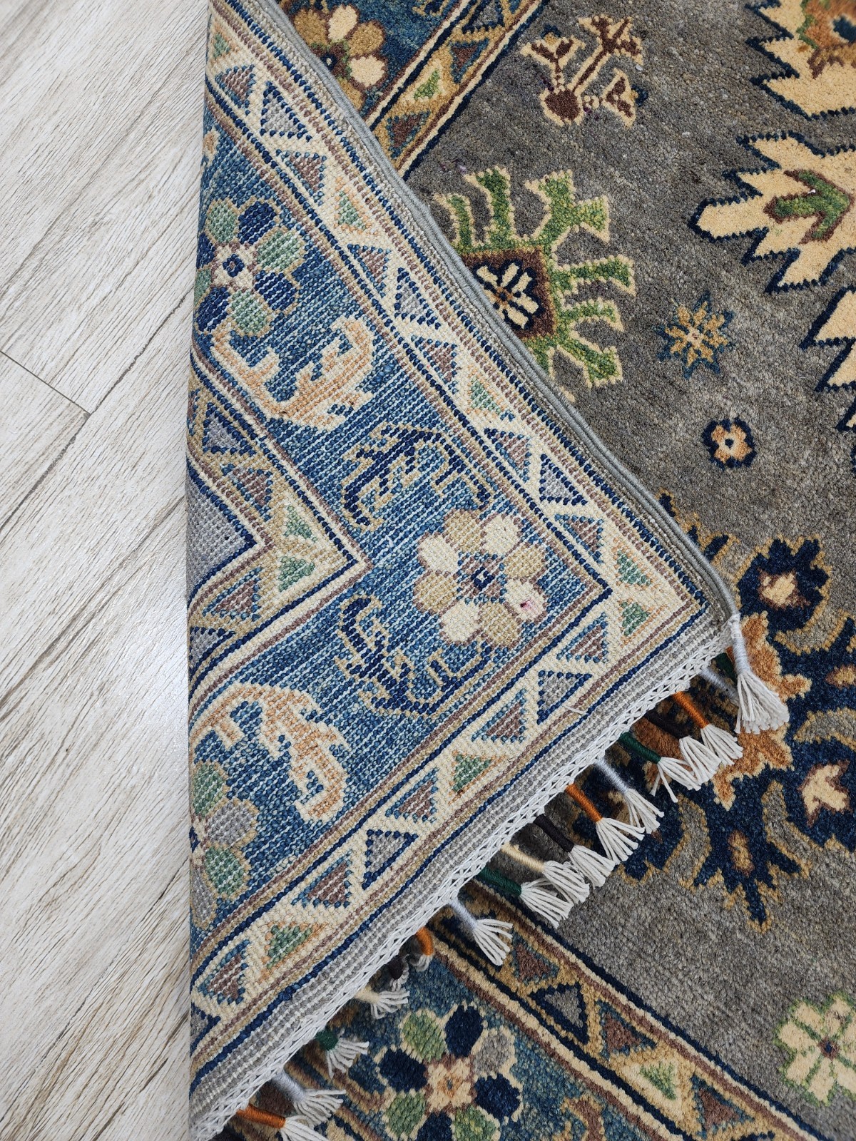 Hand-Knotted Afghani Kazak Wool Rug – 3’3″ x 4’8″