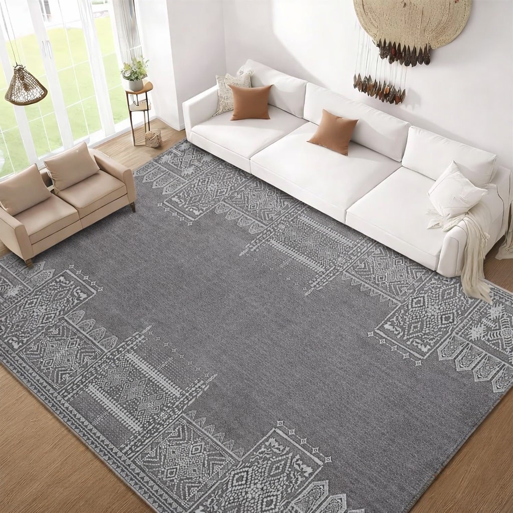 Nicetown 6’x9′ Area Rug Thin Machine Washable Non-Slip Stain Resistant – Gray