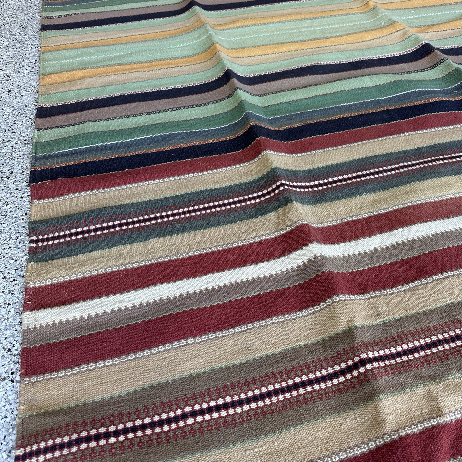 Pier One 5×8 Rug Southwestern Striped Colorful Red Tan Green Black NEW w/o Tag