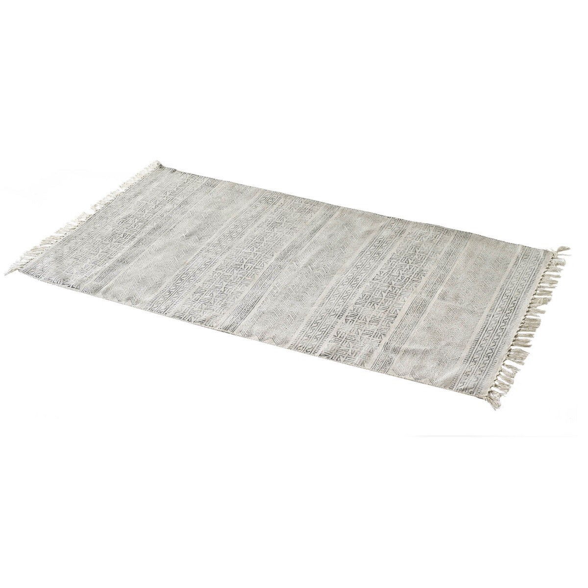 Black Cotton Rug 150 cm Flatweave Printed in Padra by Parlane