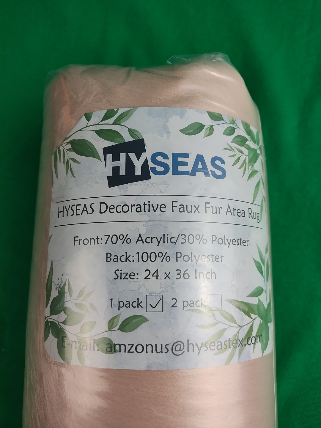 New Hyseas Decorative Pink Faux Fur Area Rug 2ft x 3ft Acrylic/Polyester