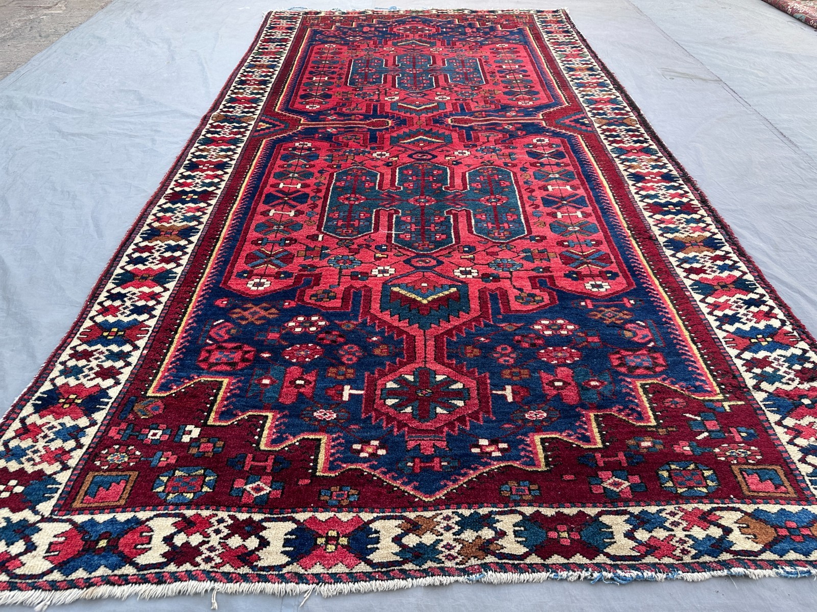 5×10 Vibrant Turkish Wool Rug with Bold Geometric Medallion and Floral Tribal