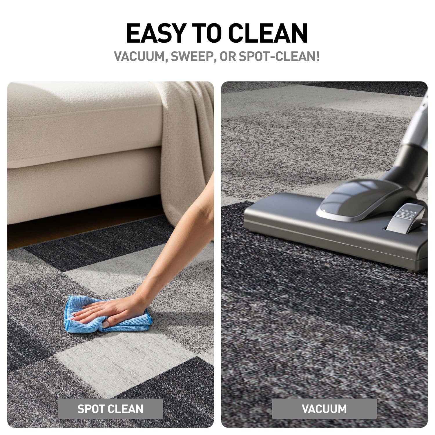 Modern Boxes Design Non Slip Anti Skid Area Rug Runner 2×7 ft 22×84 Inch Gray