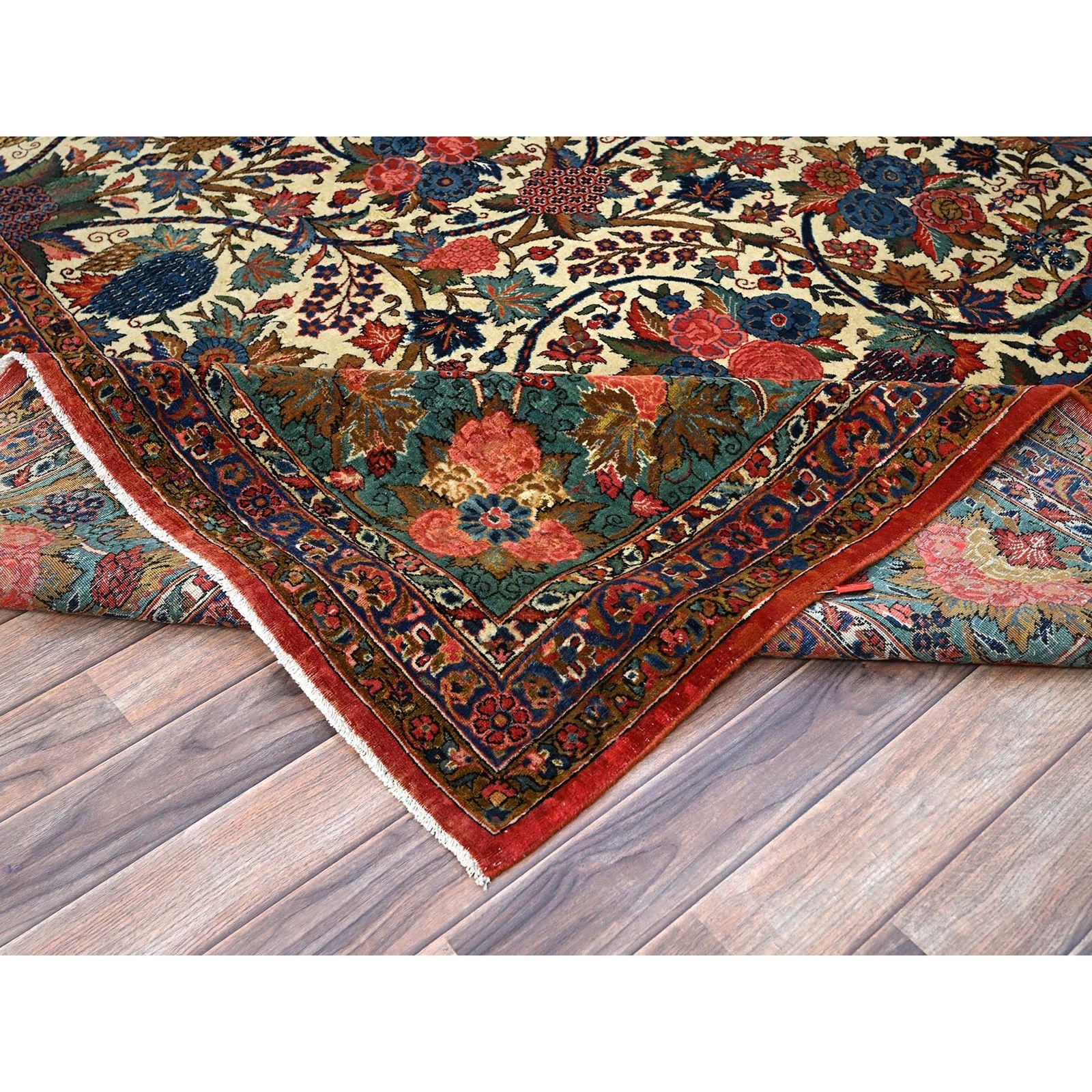 10’3″x13’5″ Lemon Icing White Antique Zoroastrian Kishoon Wool Oriental Rug R213