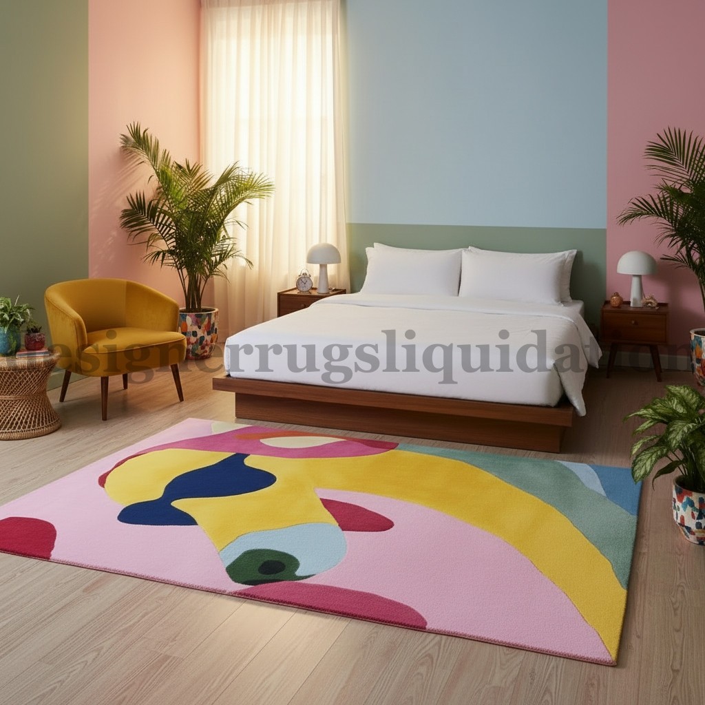 Modern Dog Art Area Rug Handmade Wool Contemporary Animal Inspired Abstract Rug