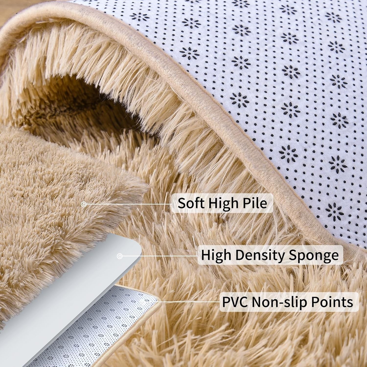Ailyei Soft Runner Rugs for Bedroom Hallways, 2×6 Beige Fluffy Shag Throw Are…