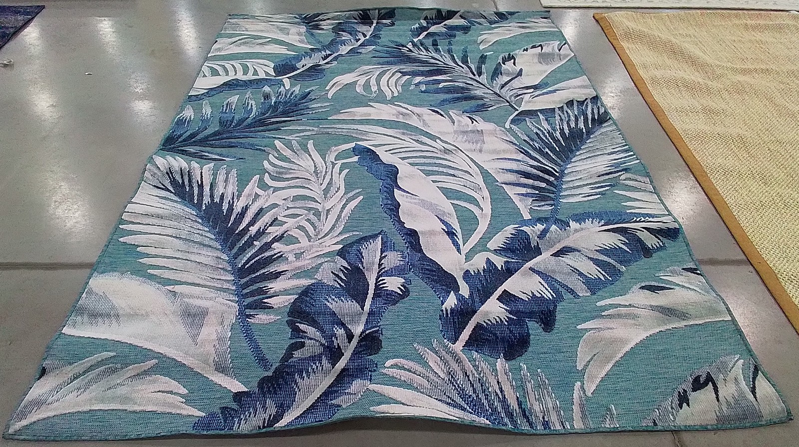 AQUA / NAVY 6′-5″ x 9′-6″ Back Stain Rug, Reduced Price 1172792693 CBN452J-6