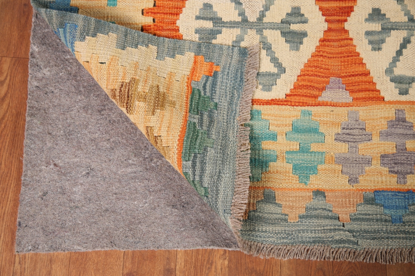 Orange Kilim Rugs Rectangle Flatweave Pile Wool Kelim Carpets 6×8 ft