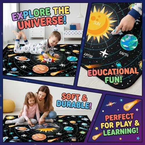 Outer Space Rugs Small Size Universe Solar System Planet Theme Carpets Kids