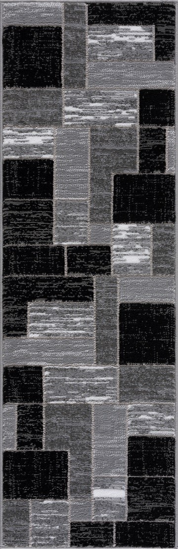 L’Baiet Verena Black Geometric 2 ft. x 6 ft. Fabric Runner Rug