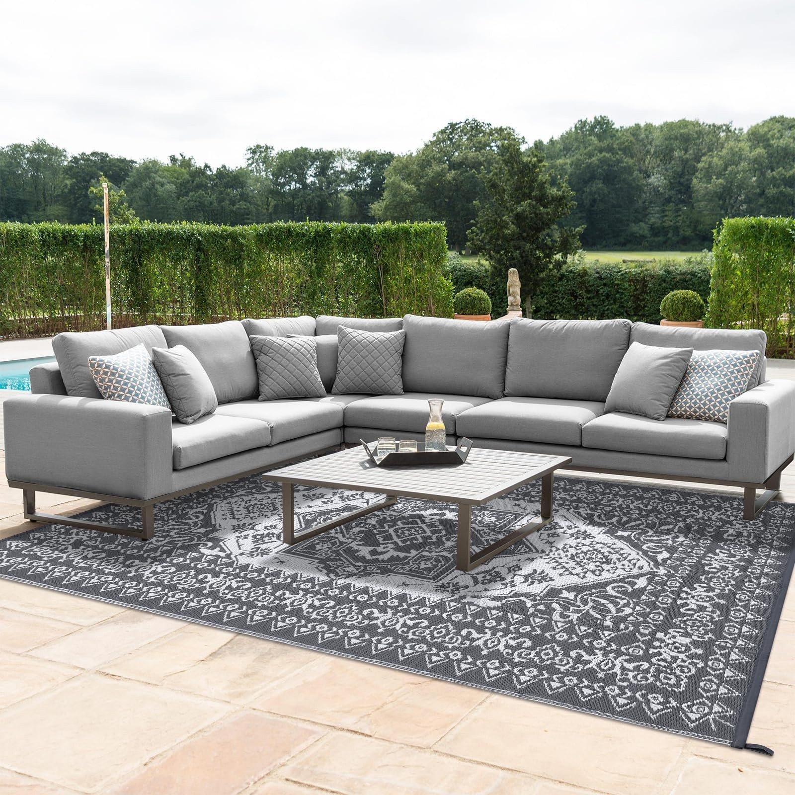 Outdoor Waterproof Patio Area Rug 8×10/9×12/9×18/10×14/20 FT Mat for Camping RV